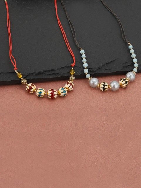 

Carlton London Set of 2 Gold-Plated Beaded Necklaces, Maroon