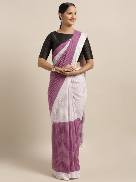 

Mitera Purple & White Linen Blend Woven Design Bhagalpuri Saree
