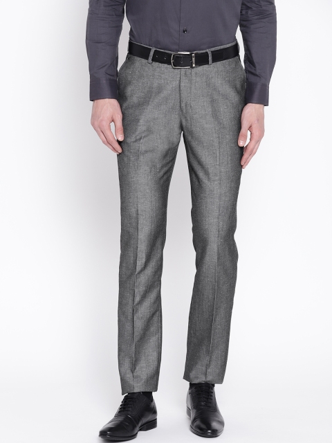 

Blackberrys Men Charcoal Grey Sharp Regular Fit Solid Formal Trousers
