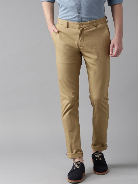 

Blackberrys Men Khaki Sharp B-95 Slim Fit Textured Trousers