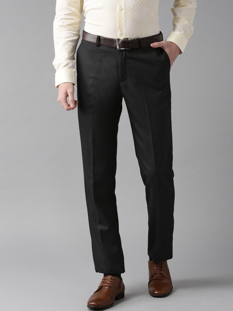 

Blackberrys Men Black Regular Fit Self Design Formal Trousers