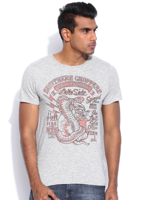 

Jack & Jones Grey Melange Printed T-shirt