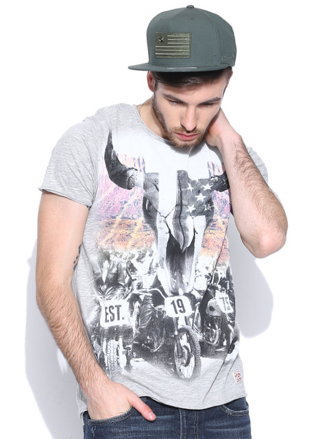 

Jack & Jones Grey Melange Graphic Print T-shirt