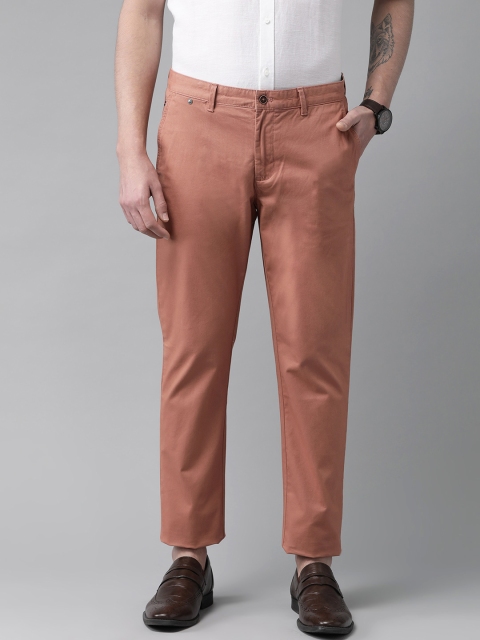 

Blackberrys Men Peach-Coloured Sharp Sharp Fit Solid Chinos