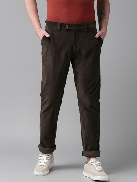 

Blackberrys Men Coffee Brown Sharp Regular Fit Corduroy Regular Trousers