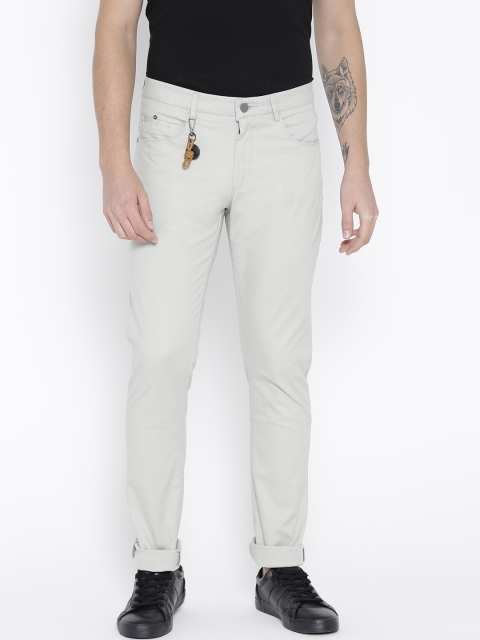 

Blackberrys Men Grey Sharp Skinny Fit Self Design Regular Trousers