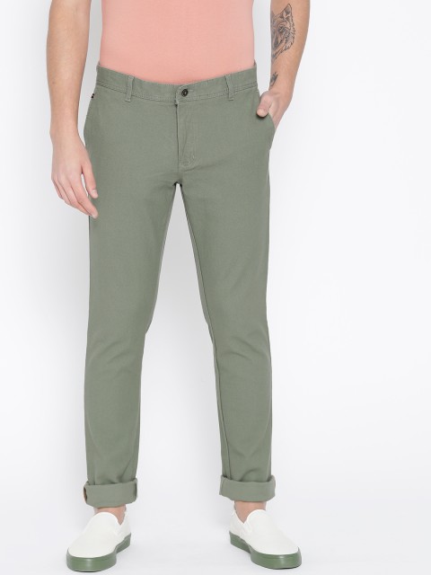 

Blackberrys Men Green Sharp Slim Fit Self Design Regular Trousers