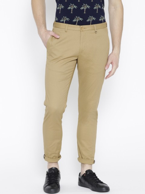

Blackberrys Men Khaki Sharp Skinny Fit Self Design Regular Trousers