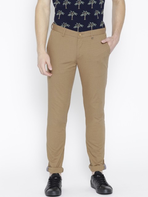 

Blackberrys Men Brown B-91 Slim Fit Self Design Regular Trousers