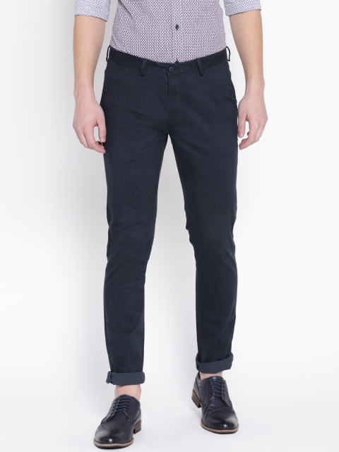 

Blackberrys Men Navy Blue Roger Slim Fit Printed Chinos