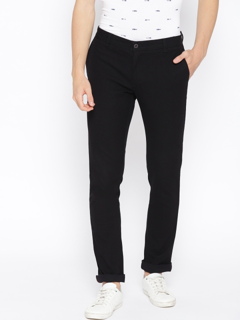 

Blackberrys Men Black Sharp Regular Fit Self Design Chinos