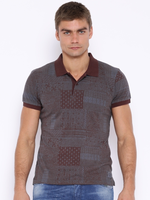 

Jack & Jones Maroon Printed Polo T-shirt