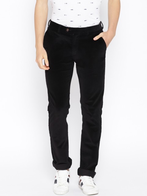 

Blackberrys Men Black Sharp Regular Fit Corduroy Solid Regular Trousers