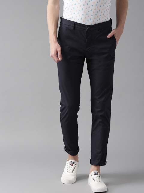 

Blackberrys Men Navy Blue Sharp Regular Fit Self Design Regular Trousers