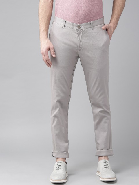 

Blackberrys Men Grey Sharp Regular Fit Self Design Regular Trousers