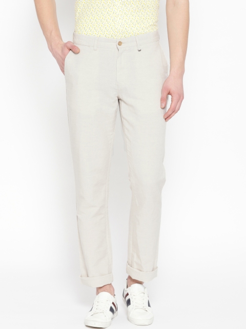 

Blackberrys Men Beige Sharp Regular Fit Solid Trousers, Na