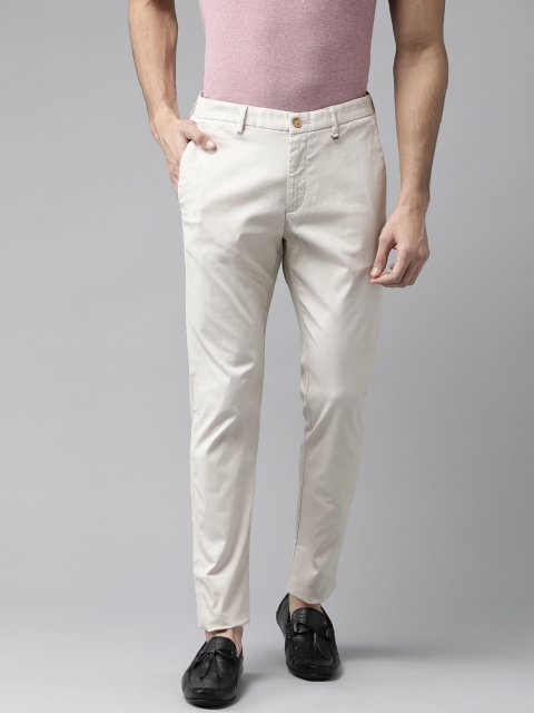 

Blackberrys Men Off-White Sharp Regular Fit Textured Trousers