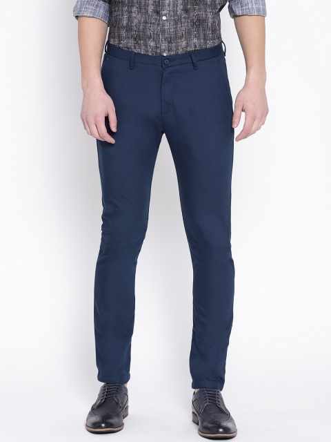 

Blackberrys Men Navy Blue Rafa Super Slim Fit Solid Regular Trousers