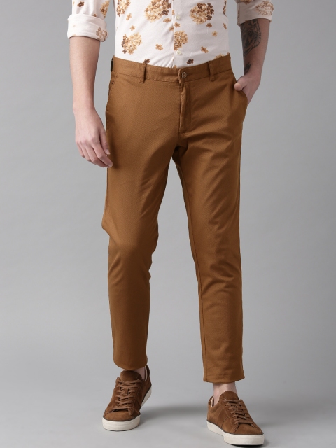 

Blackberrys Men Mustard Brown Sharp Fit Solid Regular Trousers