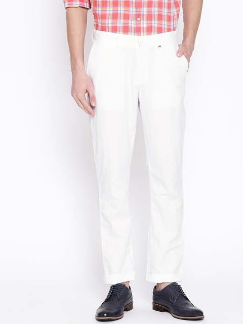 

Blackberrys Men White Sharp Fit Solid Regular Trousers