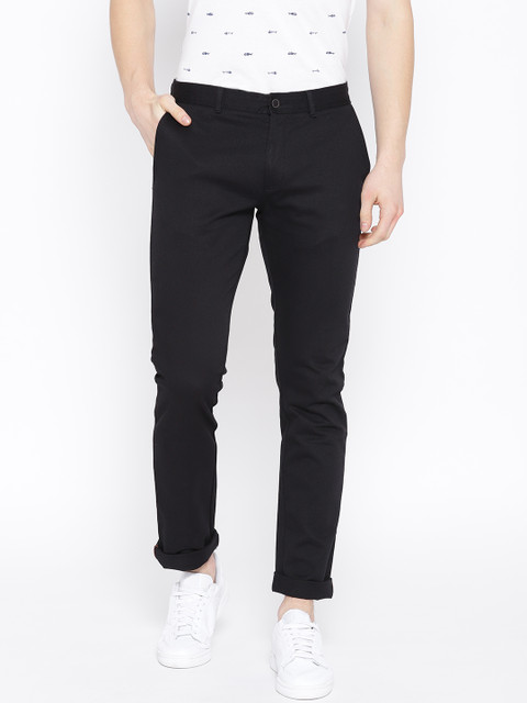 

Blackberrys Men Black Sharp Regular Fit Self Design Chinos