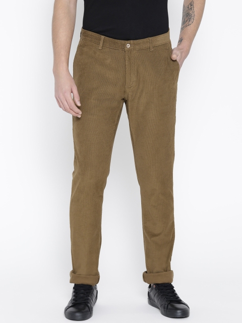 

Blackberrys Men Brown Sharp Slim Fit Self Design Regular Trousers