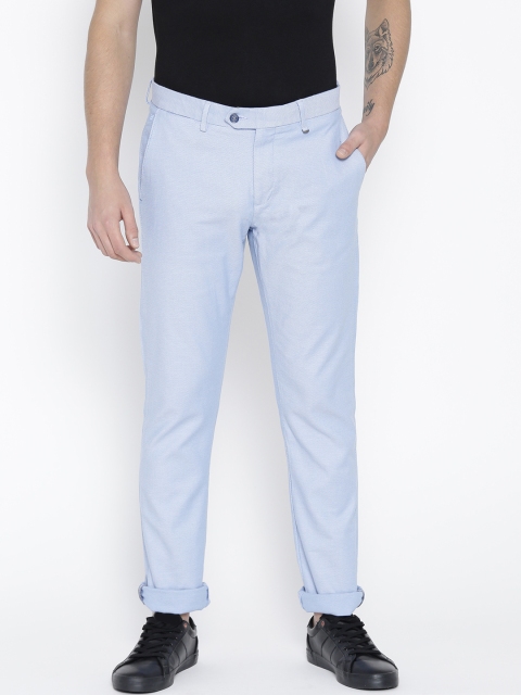 

Blackberrys Men Blue Sharp Skinny Fit Self Design Regular Trousers