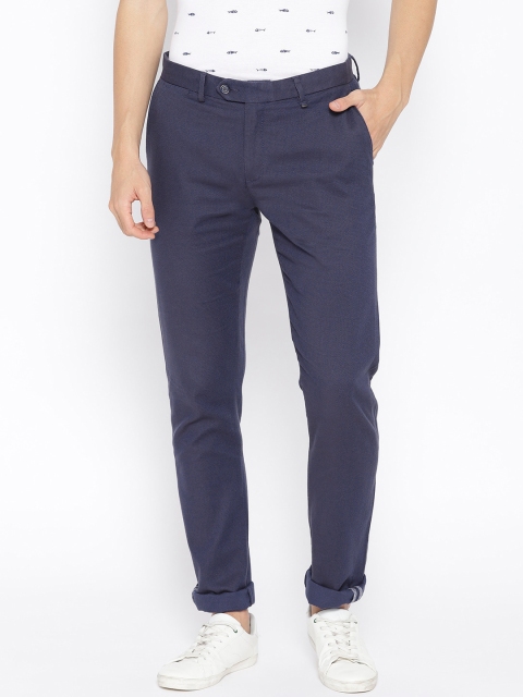 

Blackberrys Men Navy Blue Sharp Regular Fit Self Design Chinos