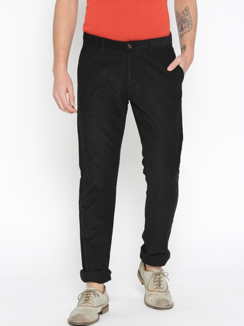 

Blackberrys Men Black Regular Fit Self Design Trousers