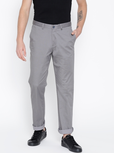 

Blackberrys Men Grey Sharp Fit Printed Regular Trousers