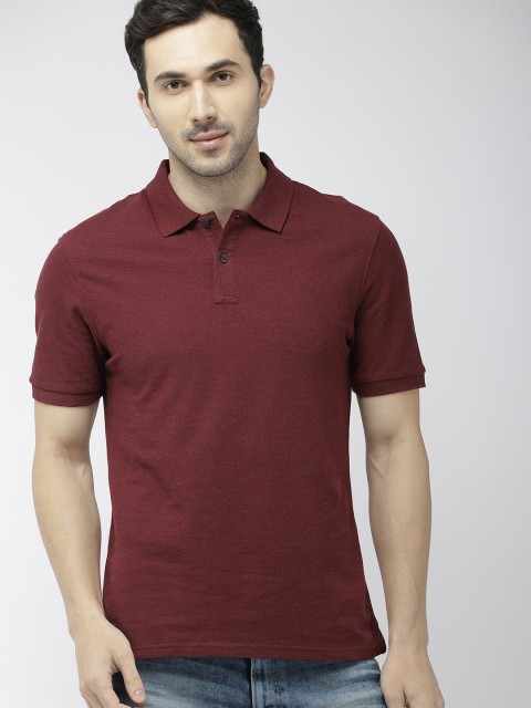 

Marks & Spencer Men Burgundy Solid Polo T-shirt