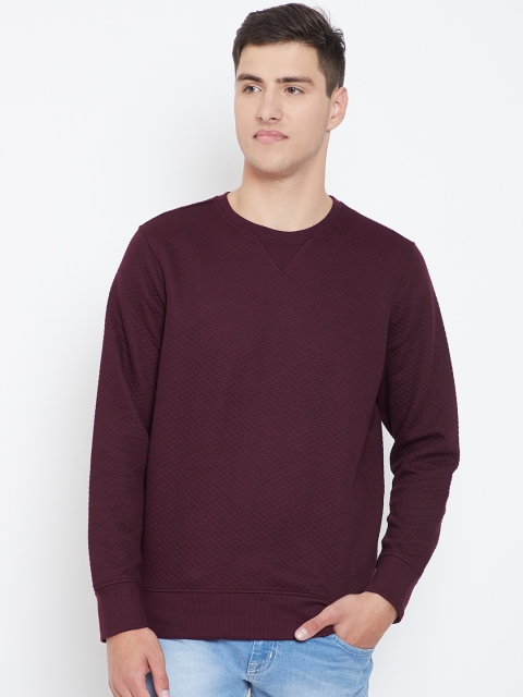 

Marks & Spencer Men Burgundy Self Design Sweatshirt