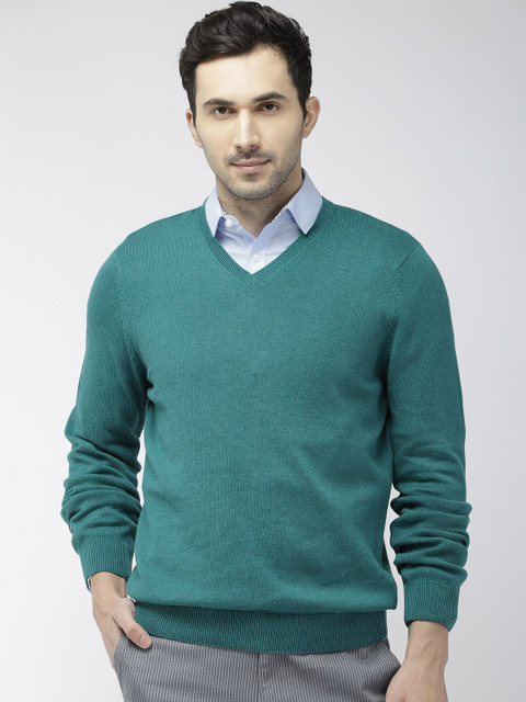 

Marks & Spencer Men Teal Green Solid Sweater
