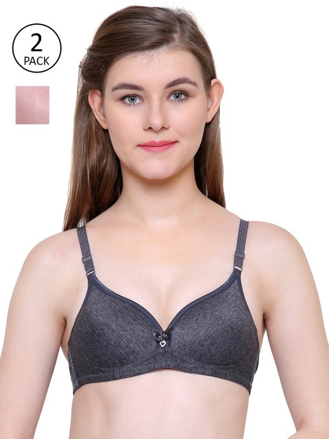 

Friskers Women Pack of 2 Solid Push-Up Bras O-2039-01-21, Black
