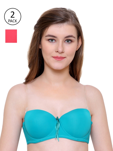 

Friskers Women Pack of 2 Solid Balconette Bras O-990-03-20, Red
