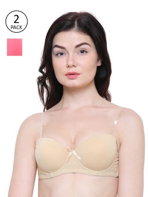 

Friskers Women Pack of 2 Solid Balconette Bras O-990-09-10, Beige