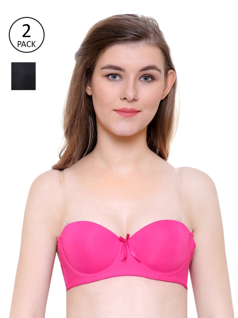 

Friskers Women Pack of 2 Solid Balconette Bras O-990-01-07, Black