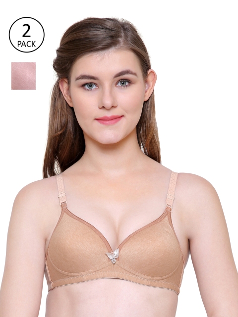 

Friskers Women Pack of 2 Solid Push-Up Bras O-2039-09-21, Beige