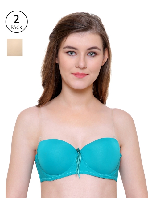 

Friskers Women Pack of 2 Solid Balconette Bras O-990-09-20, Beige
