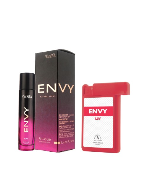 

Envy Women Pleasure Eau De Parfum Natural Spray & Luv Pocket Perfume Fragrance Gift Set, Pink