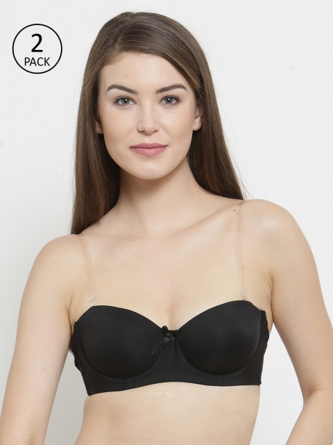 

PrettyCat Pack of 2 Black Solid Underwired Lightly Padded T-shirt Bras