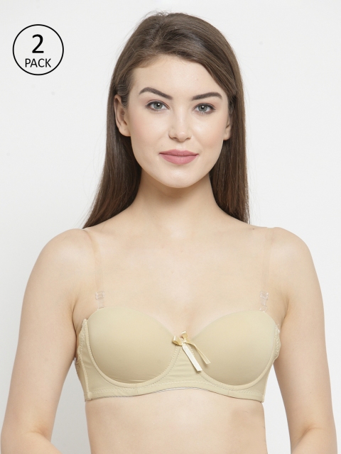 

PrettyCat Pack of 2 Beige Solid Underwired Lightly Padded T-shirt Bras