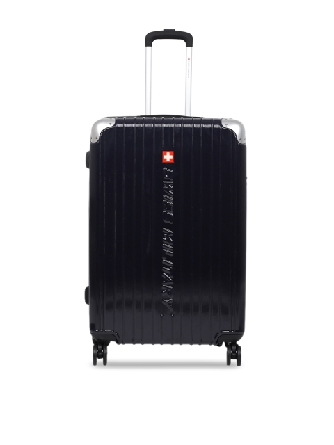 

SWISS MILITARY Unisex Navy Blue Textured Large Trolley Suitcase