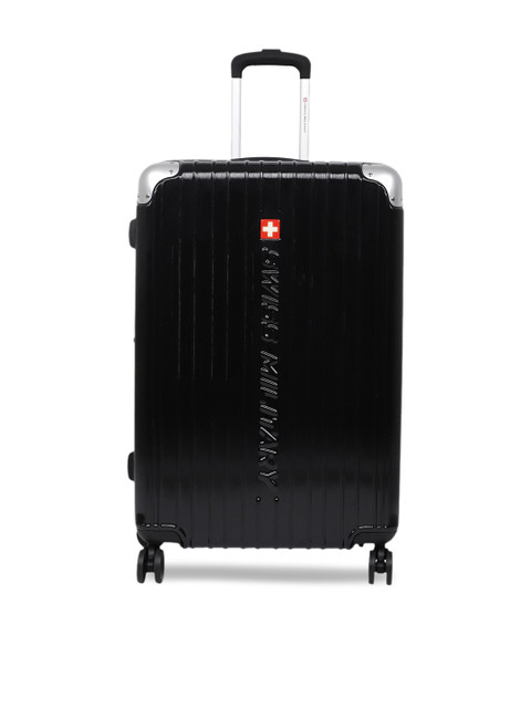 

SWISS MILITARY Unisex Black Textured Large Trolley Suitcase