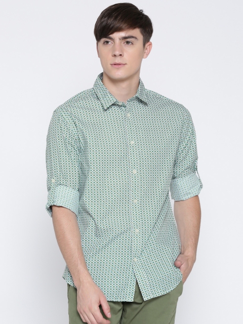

Jack & Jones Green & White Printed Casual Shirt