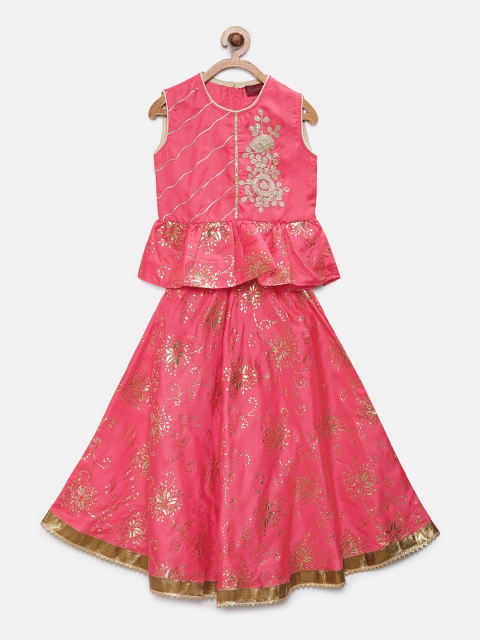 

Twisha Coral Pink Printed Ready to Wear Lehenga with Blouse