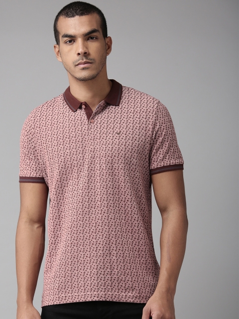 

Blackberrys Men Burgundy Printed Polo Collar T-shirt