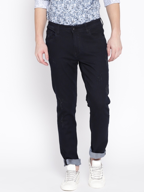 

Blackberrys Men Navy Blue Slim Fit Low-Rise Mildly Distressed Stretchable Jeans
