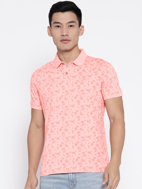 

Blackberrys Men Peach-Coloured Printed Polo Collar T-shirt