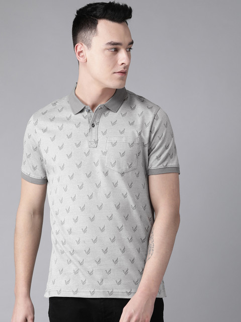 

Blackberrys Men Grey Printed Polo Collar T-shirt